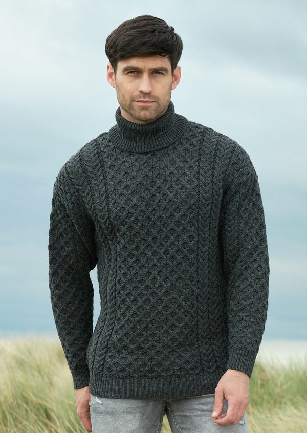 Aran Merino Polo Neck Sweater | By Aran Crafts