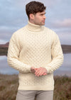 Aran Polo Neck Natural Sweater