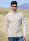 Aran Polo Neck Natural Sweater
