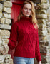 Aran Turtle Neck Sweater | Red