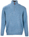 Men's Donegal Wool Blue Zip Sweater