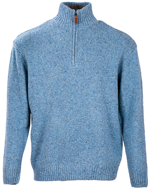Men's Donegal Wool Blue Zip Sweater