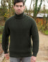 Aran Crafts Submariner Rib Roll Neck Sweater - Green