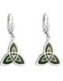 Rhodium Green Enamel Trinity Knot Earrings