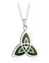 Rhodium Green Enamel Trinity Knot Pendant
