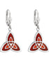 Rhodium Red Enamel Trinity Knot Earrings