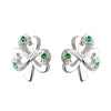 Solvar Silver Green Shamrock Earrings s33152