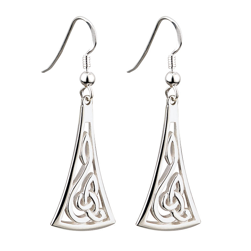 Solvar Silver Long Celtic Earrings s33205
