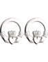 Large Heavy Silver Claddagh Earrings