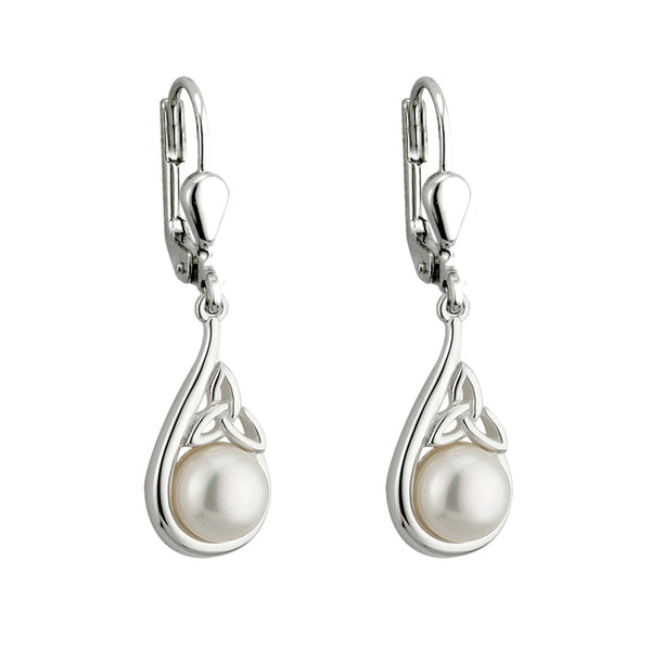 Solvar Silver Trinity Pearl Earrings s33281