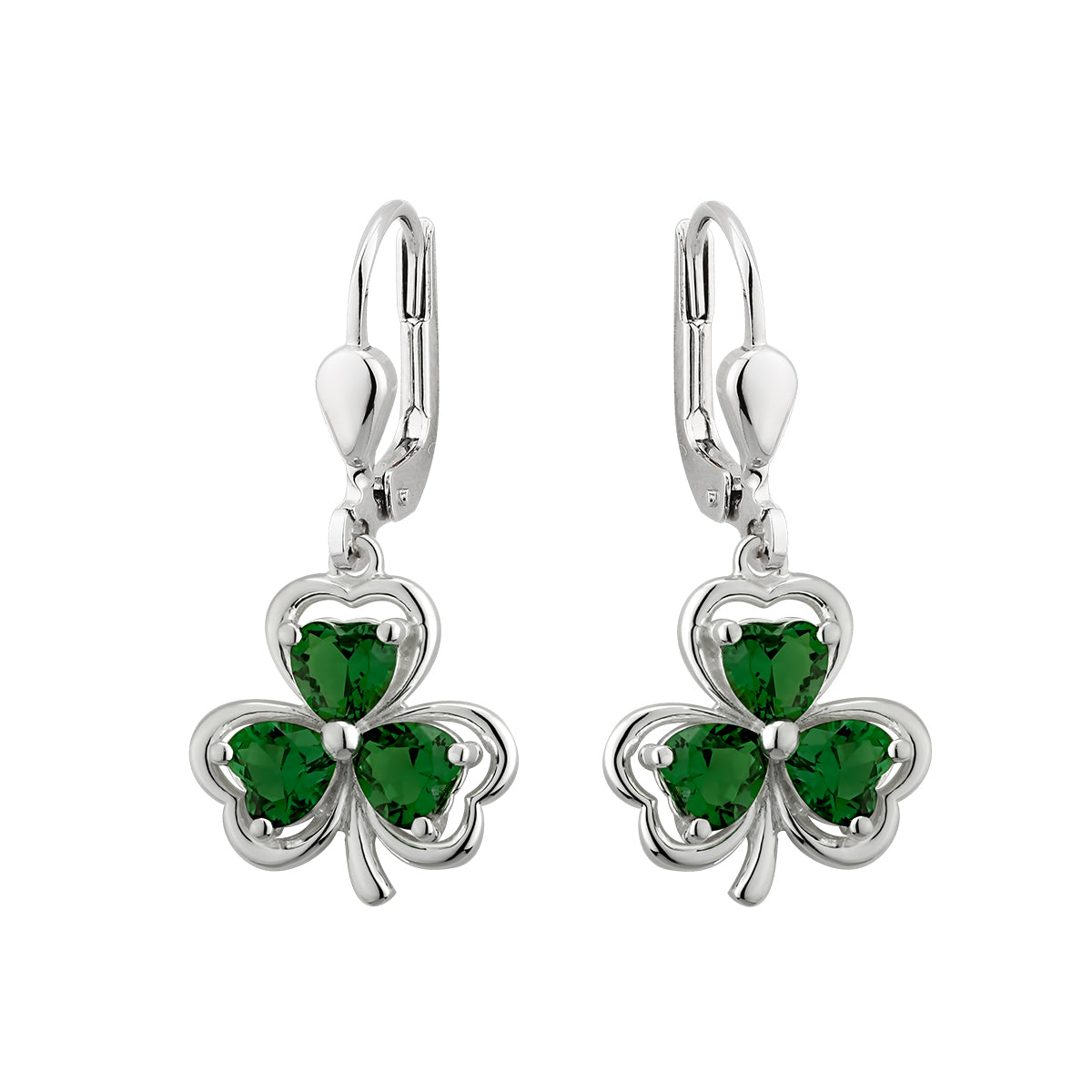 Green Crystal Shamrock Drop Earrings