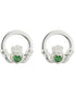 Green Crystal Claddagh Stud Earrings