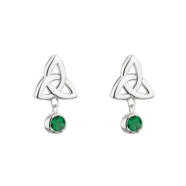 Solvar Green Trinity Knot Earrings s33961