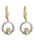 10k Gold Diamond Claddagh Earrings
