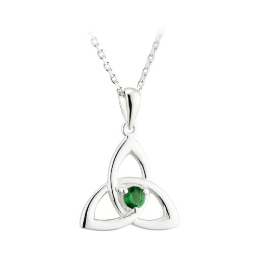 Sterling Silver Green Crystal Trinity Pendant