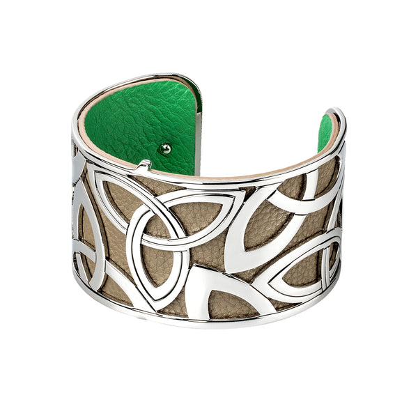 Solvar Trinity Knot Leather Irish Cuff Bracelet s50006