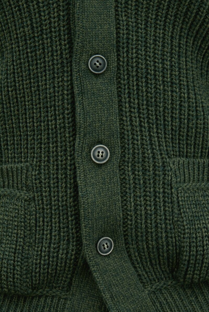 Aran Crafts Dark Green Ribbed Shawl Cardigan - Skellig Gift Store