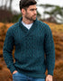 Aran Crafts Collar Sweater - Peacock