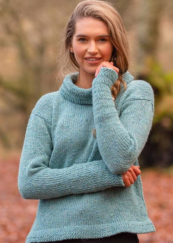 Ladies Wool Light Blue Tunic Sweater