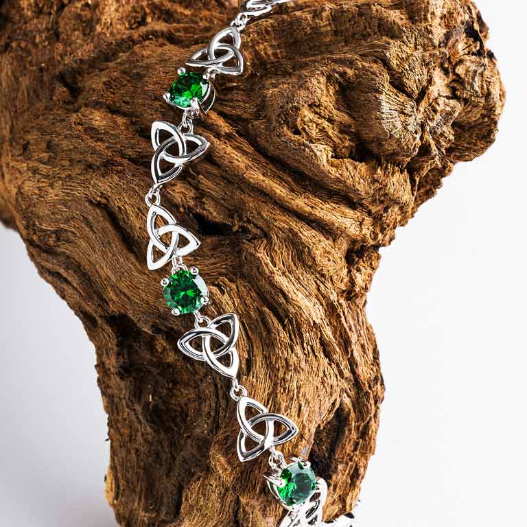 Sterling Silver Celtic Trinity Green CZ Bracelet sterling-silver-celtic-trinity-green-cz-bracelet