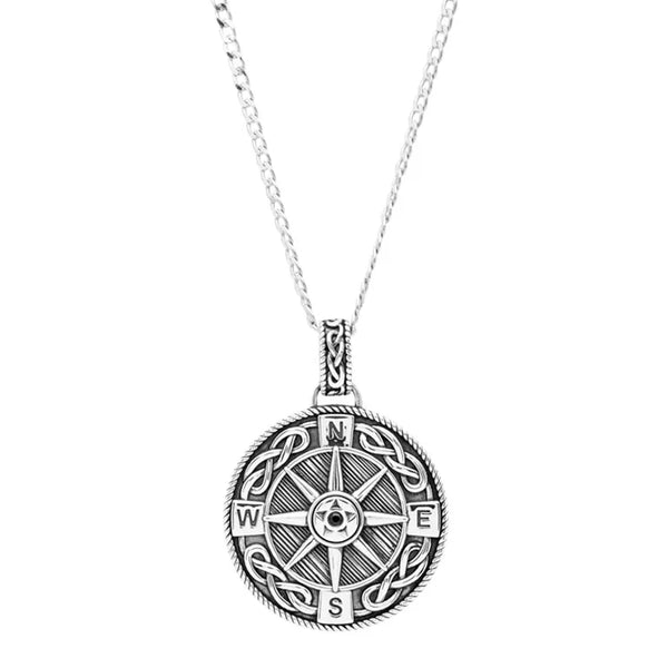 Sterling Silver Men’s Celtic Compass North Star Polaris Necklace