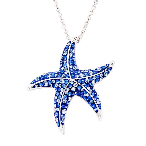 Sterling Silver Sapphire Crystal Starfish Necklace