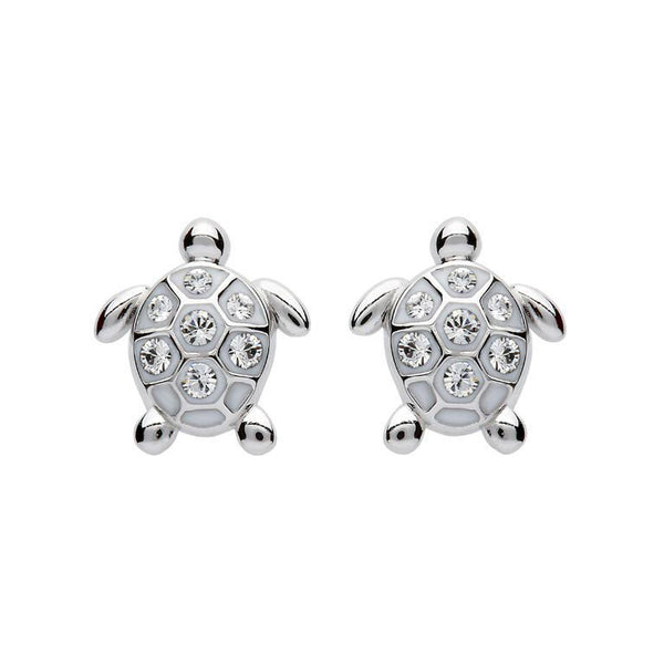 Stud Turtle Earrings With Swarovski® Crystals