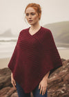 Aran Raspberry Merino Wool V Poncho
