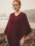 Aran Merino Wool V Poncho | Raspberry - Clearance