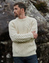 Aran Handknit Crew Neck Sweater - Natural