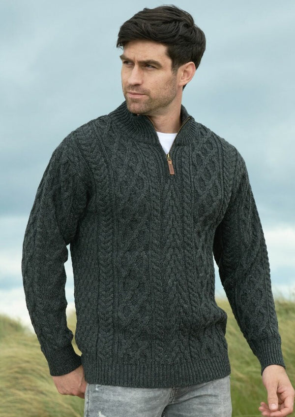 Aran Crafts Donegal Half Zip Aran Sweater