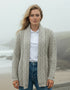 Herringbone Edge to Edge Aran Cardigan | Stone