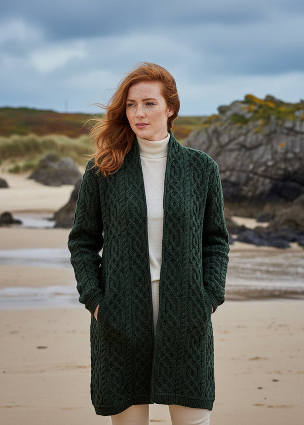Aran Crafts Celtic Braid Green Coat