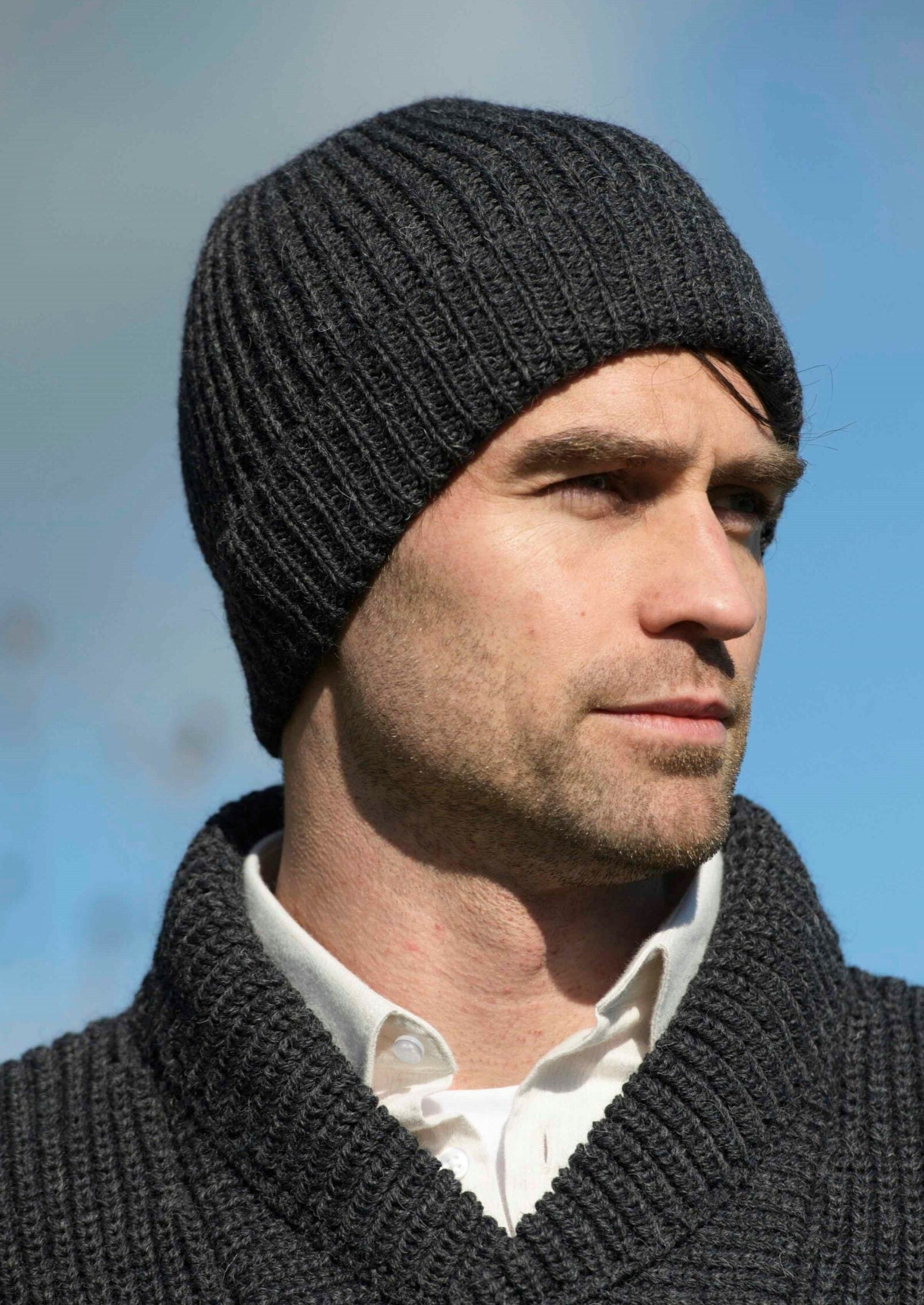 Charcoal Ribbed Beanie Hat