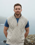 Men's Aran Zip Gilet | Oatmeal - Clearance
