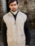 Men's Aran Zip Gilet | Oatmeal - Clearance