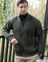 Aran Crafts Dingle Zipper Sweater - Green