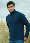 Men's Donegal Wool Blue Half Zip Sweater