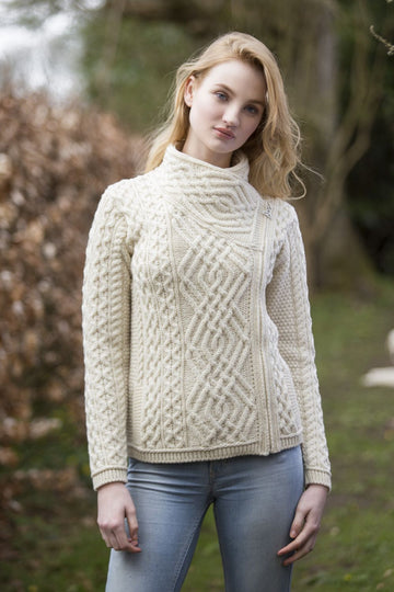 Aran Irish Cable Knit Side Zip Jacket | Skellig Gift Store