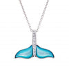 Aqua Mother of Pearl Whale Tail Pendant
