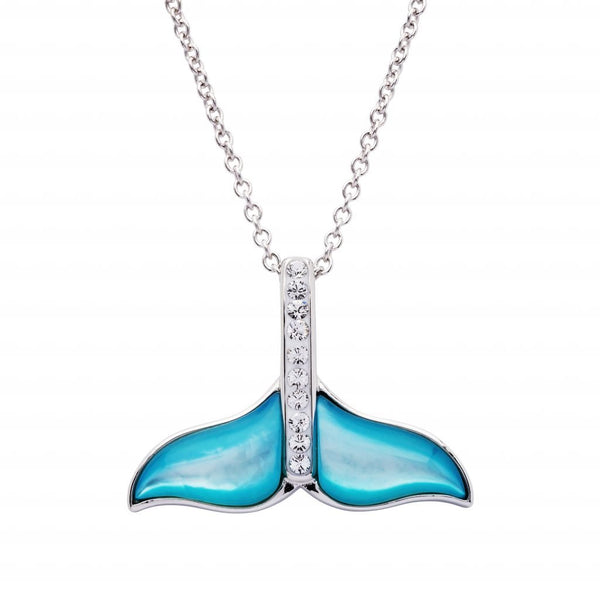 Aqua Mother of Pearl Whale Tail Pendant