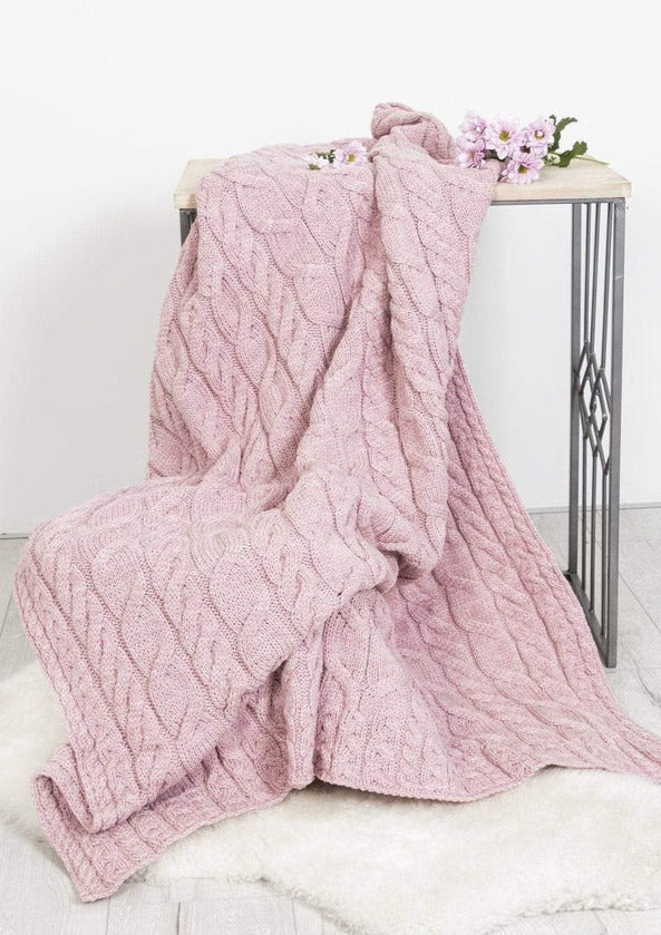 Aran Woollen Mills Supersoft Blanket | Pink