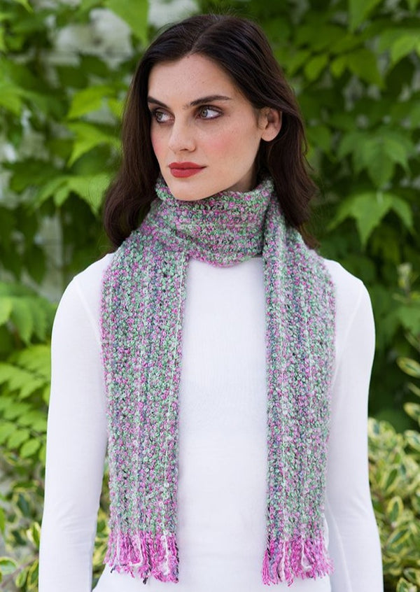 Mucros Pink Green Mohair Scarf