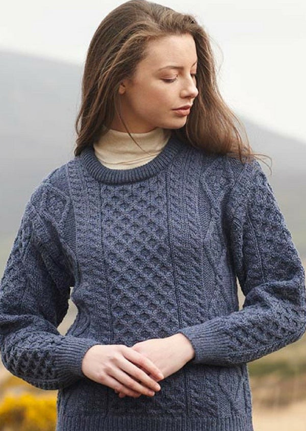 Inis Mor Aran Sweater | Denim