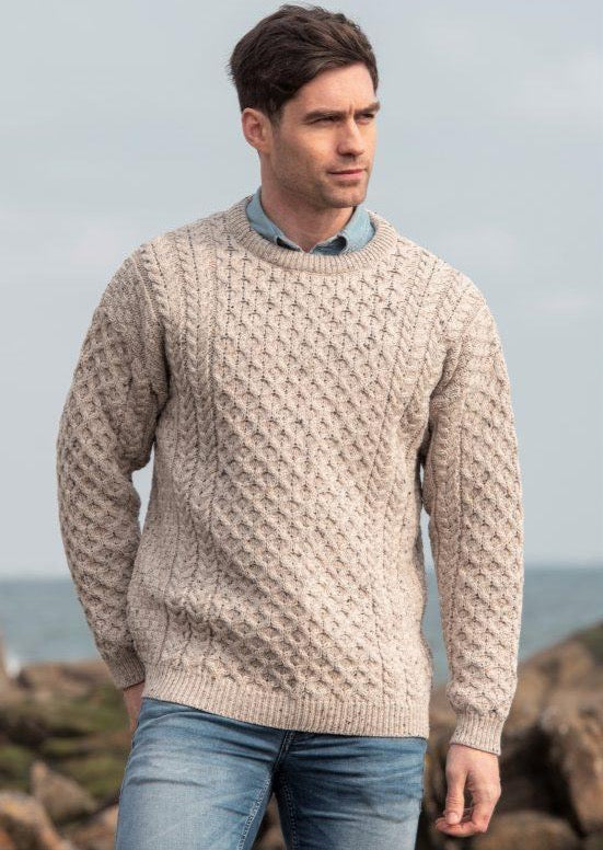 Aran Merino Wool Fisherman Fleck Sweater - Skellig Gift Store