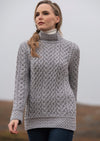 Aran Crafts Hearts High Neck Sweater | Grey