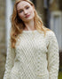 Aran Cable Knit Crew Neck Sweater | Natural