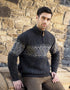 Aran Crafts Celtic Jacquard Zip Sweater | Charcoal