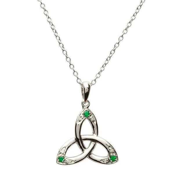 Diamond Emerald Trinity Knot Necklace