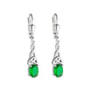 Silver Trinity Green Cz Earrings